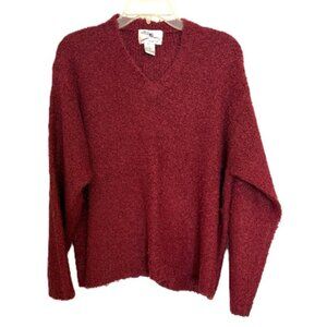 VINTAGE SML Sport LTD Maroon V-Neck Bouclé Sweater Sz Large